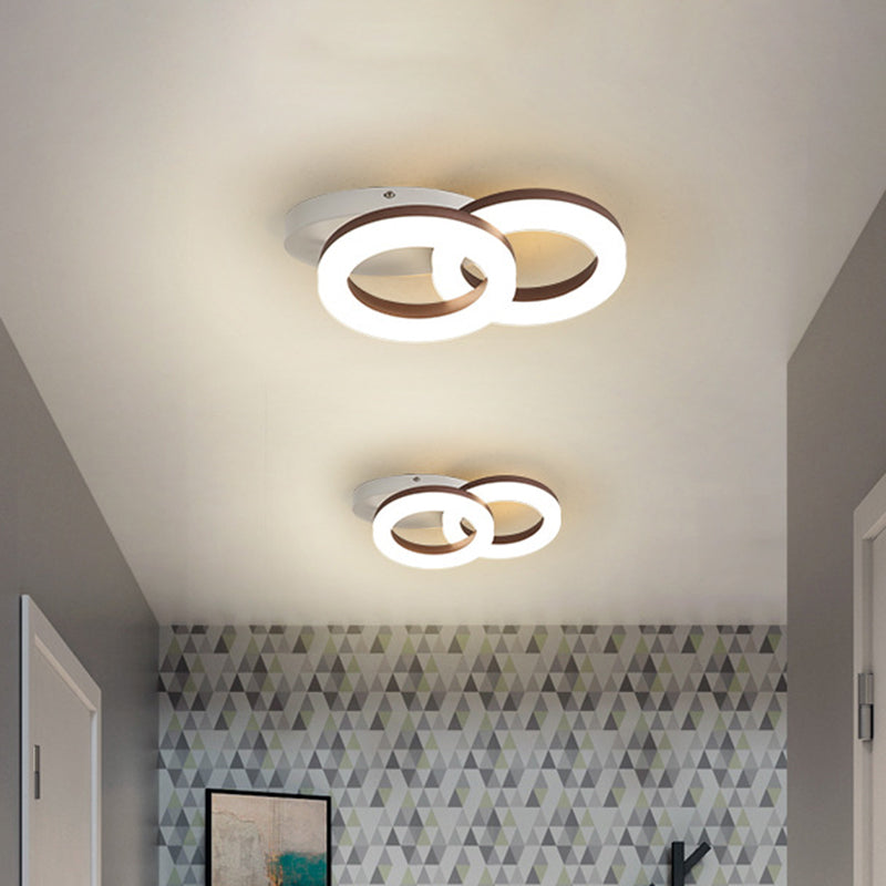 8.5"/11.5" Wide Metal Ring Ceiling Flush Mount Contemporary White LED Semi Flush Light in Warm/White Light Clearhalo 'Ceiling Lights' 'Close To Ceiling Lights' 'Close to ceiling' 'Semi-flushmount' Lighting' 1650140