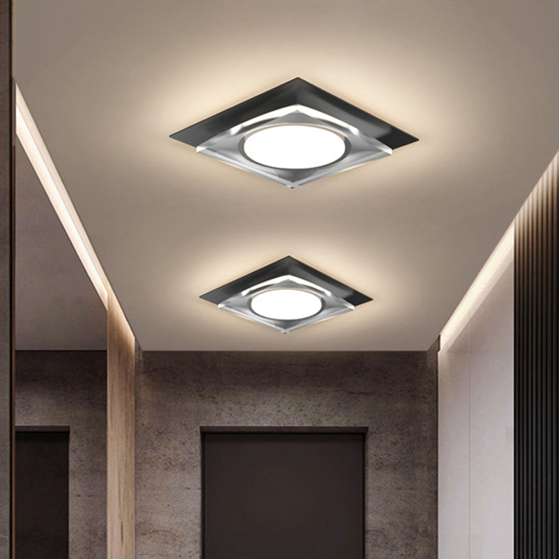 Metallic Geometric Flush Light Fixture Simple Black/Gold LED Ceiling Mounted Light for Hallway, Warm/White Light Clearhalo 'Ceiling Lights' 'Close To Ceiling Lights' 'Close to ceiling' 'Flush mount' Lighting' 1650145