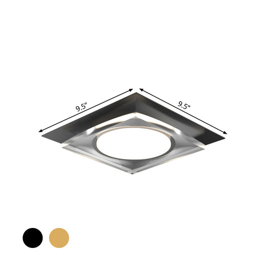 Metallic Geometric Flush Light Fixture Simple Black/Gold LED Ceiling Mounted Light for Hallway, Warm/White Light Clearhalo 'Ceiling Lights' 'Close To Ceiling Lights' 'Close to ceiling' 'Flush mount' Lighting' 1650147