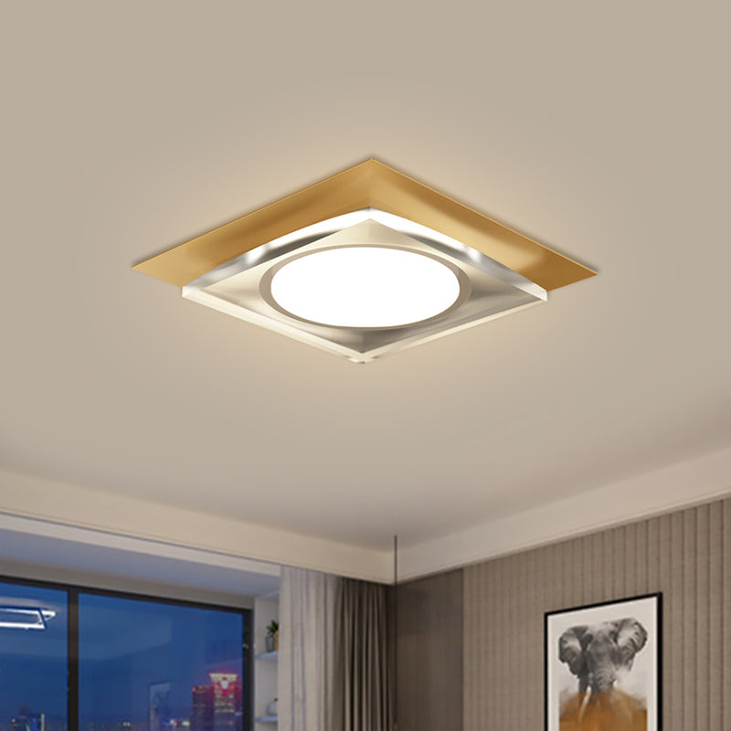 Metallic Geometric Flush Light Fixture Simple Black/Gold LED Ceiling Mounted Light for Hallway, Warm/White Light Gold Clearhalo 'Ceiling Lights' 'Close To Ceiling Lights' 'Close to ceiling' 'Flush mount' Lighting' 1650148