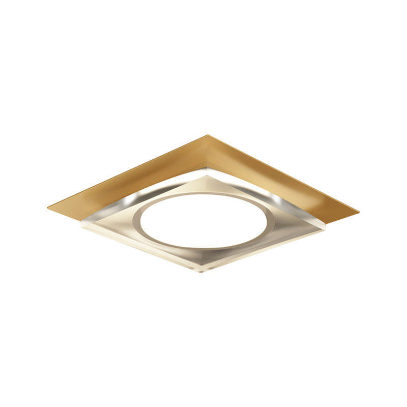 Metallic Geometric Flush Light Fixture Simple Black/Gold LED Ceiling Mounted Light for Hallway, Warm/White Light Clearhalo 'Ceiling Lights' 'Close To Ceiling Lights' 'Close to ceiling' 'Flush mount' Lighting' 1650151