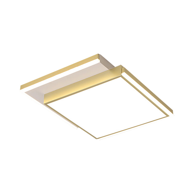 Modernist 2-Tier Square Shape Ceiling Light Fixture Metal Bedroom LED Flush Mount Lighting in Gold, 16"/19.5" Width Clearhalo 'Ceiling Lights' 'Close To Ceiling Lights' 'Close to ceiling' 'Flush mount' Lighting' 1650189