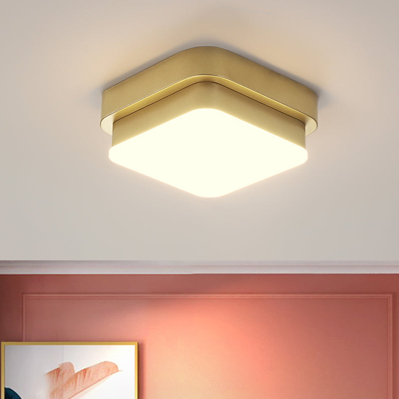 Triangle/Round/Square Flushmount Light Simplicity Metallic LED Corridor Flush Ceiling Light in Gold Clearhalo 'Ceiling Lights' 'Close To Ceiling Lights' 'Close to ceiling' 'Flush mount' Lighting' 1650207