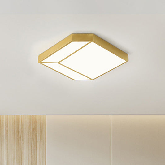 Contemporary LED Flush Ceiling Light with Acrylic Shade Gold Hexagon Flush Mount Fixture in Warm/White Light Gold Clearhalo 'Ceiling Lights' 'Close To Ceiling Lights' 'Close to ceiling' 'Flush mount' Lighting' 1650215