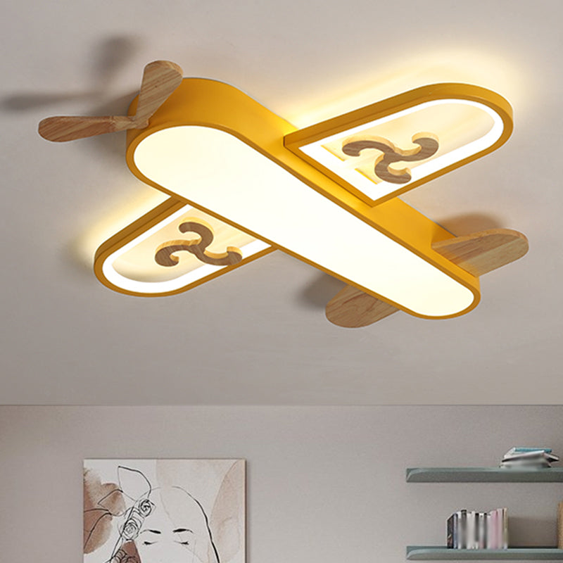 Acrylic Cartoon Plane Figure Flush Light Modernist LED Yellow Ceiling Mounted Light for Children Room Clearhalo 'Ceiling Lights' 'Close To Ceiling Lights' 'Close to ceiling' 'Flush mount' Lighting' 1650227