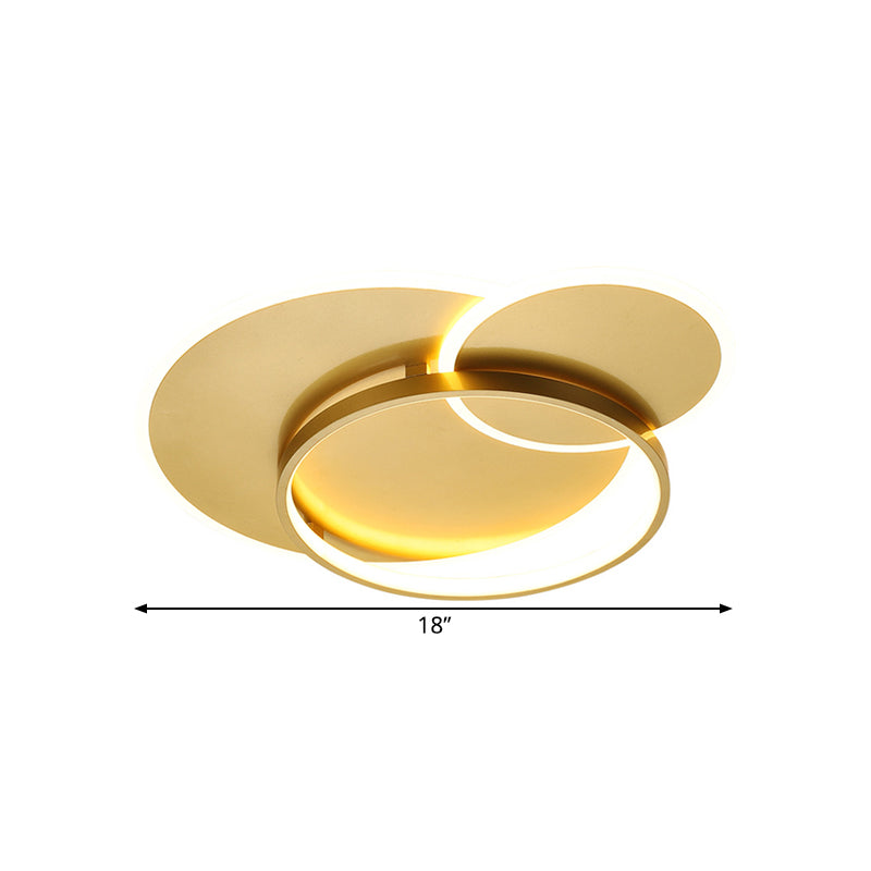 Crossed Ring Flush Mount Modernist Metal LED Gold Ceiling Fixture in Warm/White Light, 16.5"/21.5" W Clearhalo 'Ceiling Lights' 'Close To Ceiling Lights' 'Close to ceiling' 'Flush mount' Lighting' 1650314