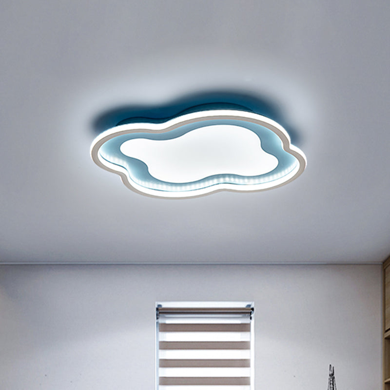 White/Blue Cloud Shape Flush Mount Lamp Modernist Metallic LED Ceiling Light Fixture for Nursery Room, Warm/White Light Clearhalo 'Ceiling Lights' 'Close To Ceiling Lights' 'Close to ceiling' 'Flush mount' Lighting' 1650341