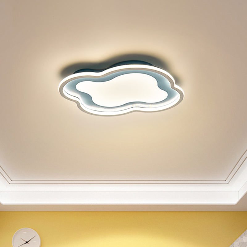 White/Blue Cloud Shape Flush Mount Lamp Modernist Metallic LED Ceiling Light Fixture for Nursery Room, Warm/White Light Clearhalo 'Ceiling Lights' 'Close To Ceiling Lights' 'Close to ceiling' 'Flush mount' Lighting' 1650342