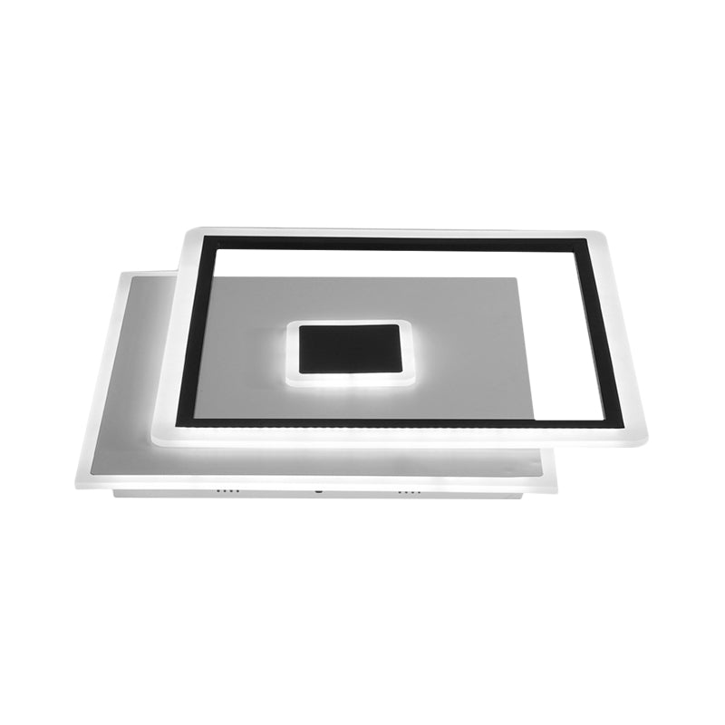 Nordic Interlaced Square Ceiling Lamp Clear Glass LED Bedroom Flush Mount Light Fixture in Black/White, 16.5"/20.5" Width (The customization will be 7 days) Clearhalo 'Ceiling Lights' 'Close To Ceiling Lights' 'Close to ceiling' 'Flush mount' Lighting' 1650376