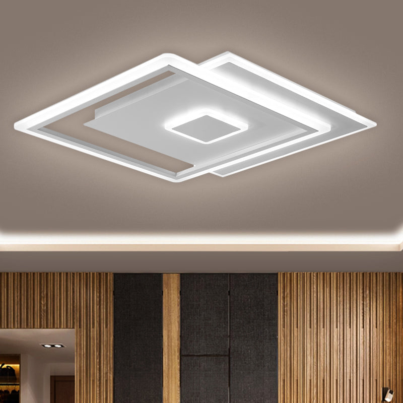 Nordic Interlaced Square Ceiling Lamp Clear Glass LED Bedroom Flush Mount Light Fixture in Black/White, 16.5"/20.5" Width (The customization will be 7 days) Clearhalo 'Ceiling Lights' 'Close To Ceiling Lights' 'Close to ceiling' 'Flush mount' Lighting' 1650381