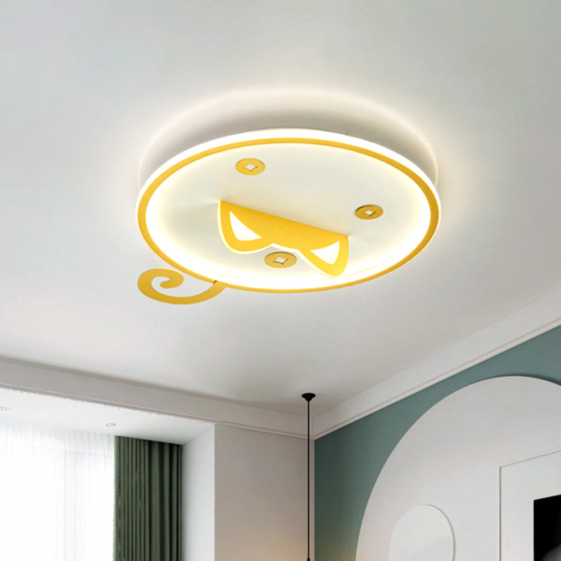 Contemporary LED Ceiling Light Fixture with Metal Shade Yellow Round Flush Mount Lamp with Cat Ear Design, Warm/White Light Clearhalo 'Ceiling Lights' 'Close To Ceiling Lights' 'Close to ceiling' 'Flush mount' Lighting' 1650401