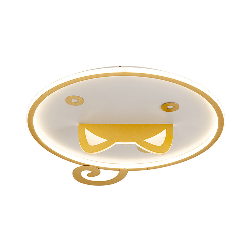 Contemporary LED Ceiling Light Fixture with Metal Shade Yellow Round Flush Mount Lamp with Cat Ear Design, Warm/White Light Clearhalo 'Ceiling Lights' 'Close To Ceiling Lights' 'Close to ceiling' 'Flush mount' Lighting' 1650402