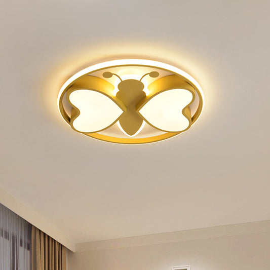 Pink/Blue/Gold Bee Figure Design Ceiling Mounted Light Modern Metal LED Flush Mount Light Fixture Clearhalo 'Ceiling Lights' 'Close To Ceiling Lights' 'Close to ceiling' 'Flush mount' Lighting' 1650483