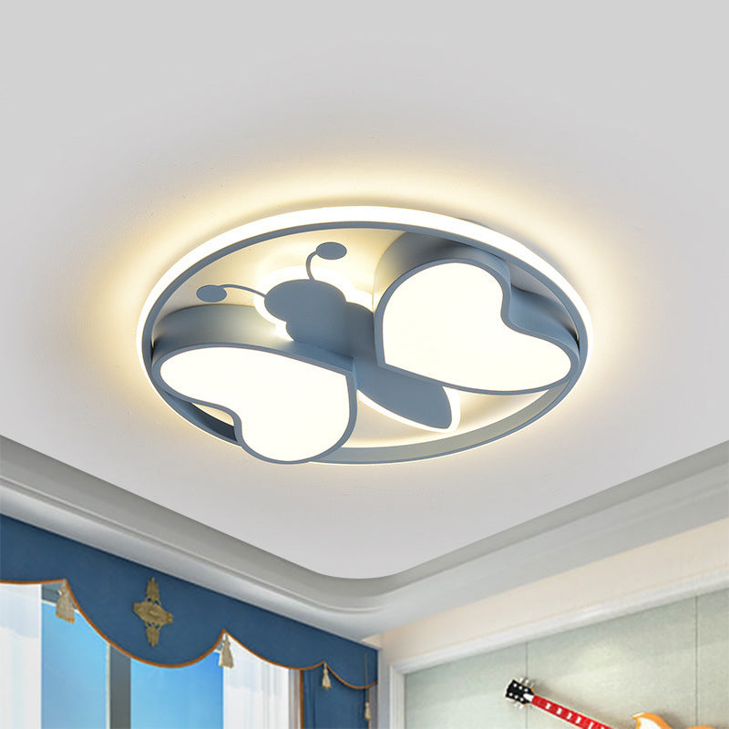 Pink/Blue/Gold Bee Figure Design Ceiling Mounted Light Modern Metal LED Flush Mount Light Fixture Clearhalo 'Ceiling Lights' 'Close To Ceiling Lights' 'Close to ceiling' 'Flush mount' Lighting' 1650489