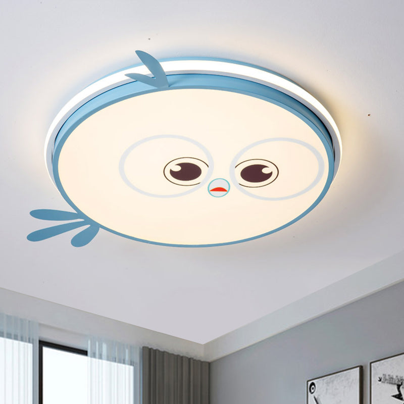 LED Ceiling Mounted Light Modern Pink/Yellow/Blue Kid Room Flush Ceiling Lighting with Chick Face Design Clearhalo 'Ceiling Lights' 'Close To Ceiling Lights' 'Close to ceiling' 'Flush mount' Lighting' 1650508