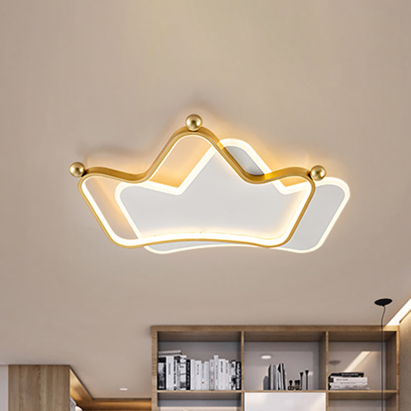 Overlapped Crown Metallic Ceiling Mounted Light Contemporary LED Gold Flush Mount Fixture Clearhalo 'Ceiling Lights' 'Close To Ceiling Lights' 'Close to ceiling' 'Flush mount' Lighting' 1650515