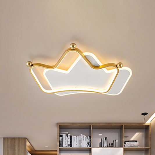 Overlapped Crown Metallic Ceiling Mounted Light Contemporary LED Gold Flush Mount Fixture Clearhalo 'Ceiling Lights' 'Close To Ceiling Lights' 'Close to ceiling' 'Flush mount' Lighting' 1650515