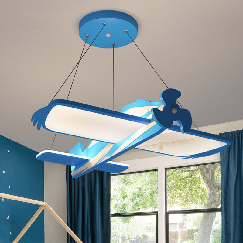 Blue Airplane Pendant Chandelier Modern LED Metallic Hanging Light Fixture for Children Room Clearhalo 'Ceiling Lights' 'Chandeliers' Lighting' options 1650615