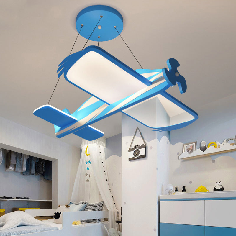 Blue Airplane Pendant Chandelier Modern LED Metallic Hanging Light Fixture for Children Room Clearhalo 'Ceiling Lights' 'Chandeliers' Lighting' options 1650616