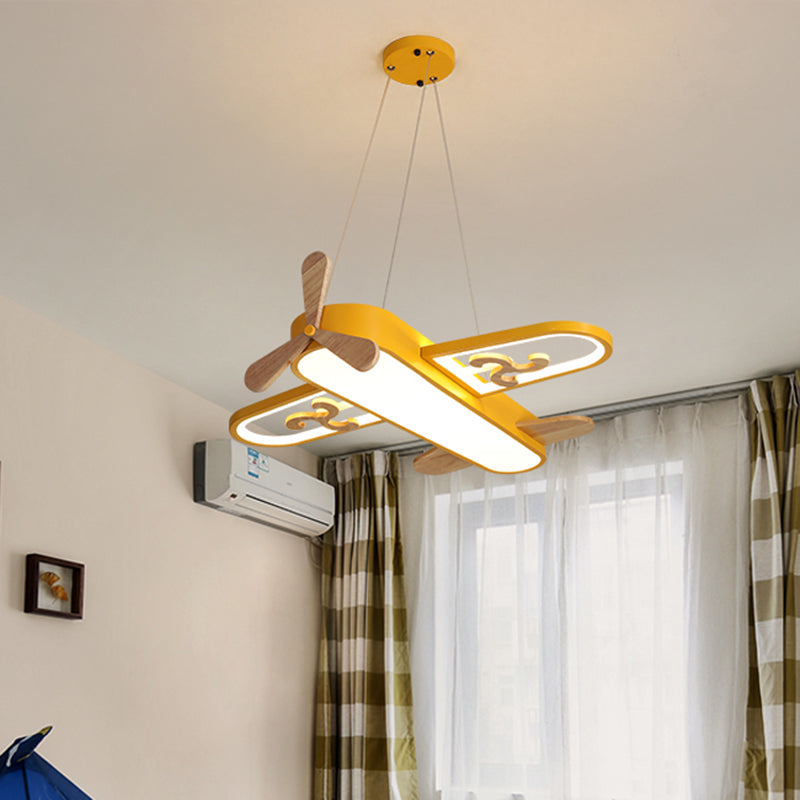 Plane Shape Down Lighting Pendant Modern Metal LED Yellow Chandelier Light Fixture for Child Room Clearhalo 'Ceiling Lights' 'Chandeliers' Lighting' options 1650624