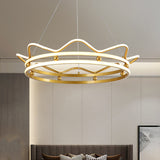 Metal Crown Frame Hanging Light Modernist LED Gold Chandelier Pendant Light for Bedroom Clearhalo 'Ceiling Lights' 'Chandeliers' Lighting' options 1650627