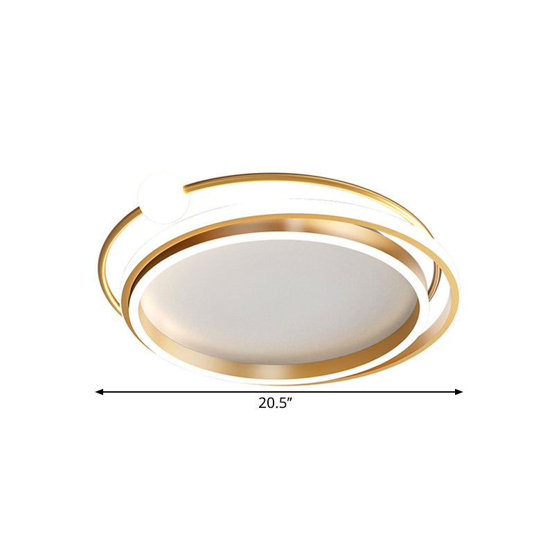 Metallic Overlap Circle Ceiling Flush Minimalism 20.5"/24.5" Wide LED Gold Flush Mount, Warm/White Light Clearhalo 'Ceiling Lights' 'Close To Ceiling Lights' 'Close to ceiling' 'Flush mount' Lighting' 1650705