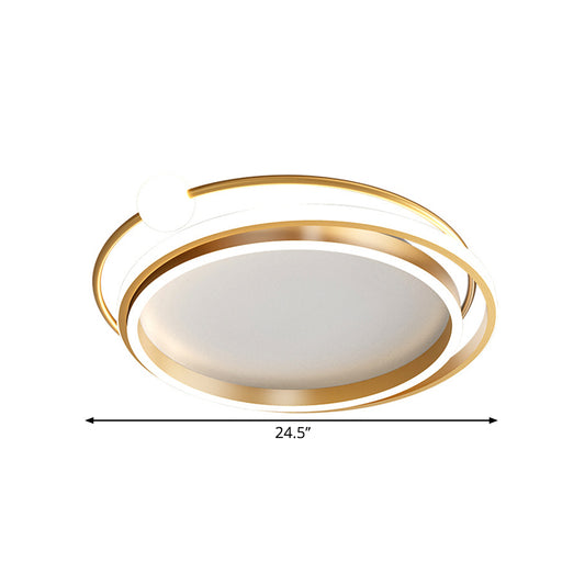 Metallic Overlap Circle Ceiling Flush Minimalism 20.5"/24.5" Wide LED Gold Flush Mount, Warm/White Light Clearhalo 'Ceiling Lights' 'Close To Ceiling Lights' 'Close to ceiling' 'Flush mount' Lighting' 1650706