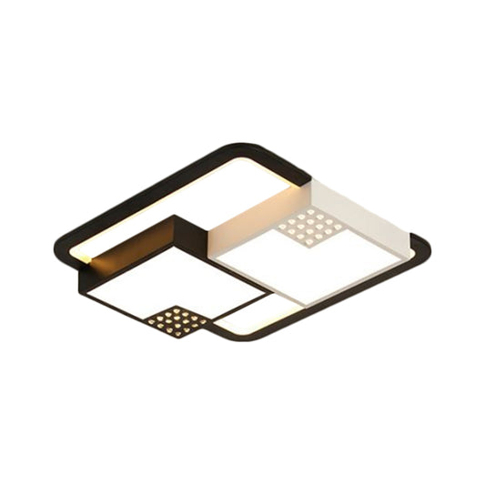 Black Square Ceiling Flush Nordic Style LED Acrylic Flush Mount Fixture in Warm/White Light, 16"/19.5" Wide Clearhalo 'Ceiling Lights' 'Close To Ceiling Lights' 'Close to ceiling' 'Flush mount' Lighting' 1650728