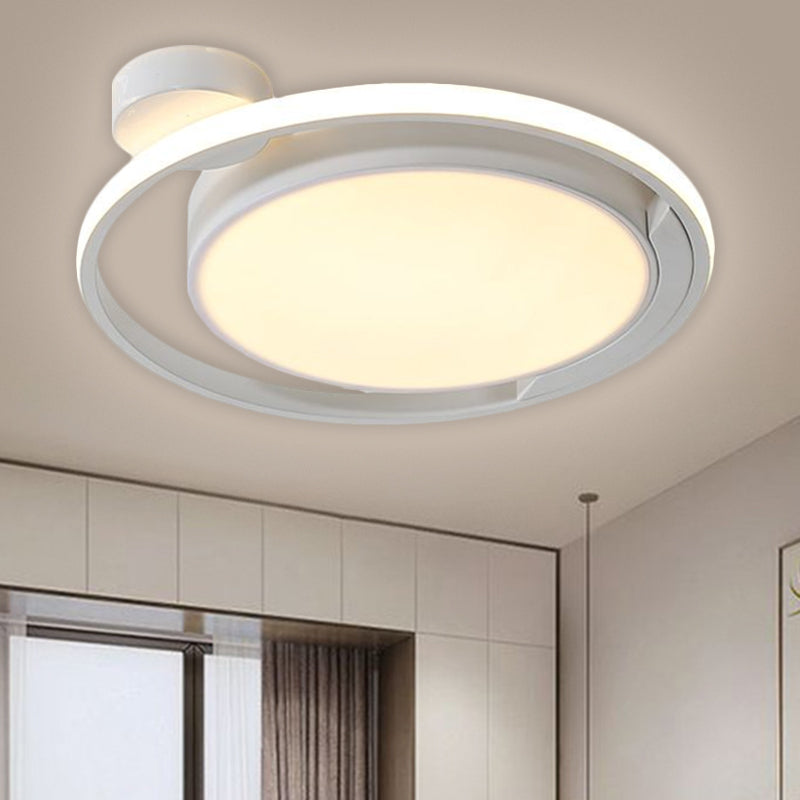 Acrylic Drum and Ring Ceiling Flush Modernist Black/White LED Flush Mount Lighting in Warm/White Light, 18"/21.5" Width White Clearhalo 'Ceiling Lights' 'Close To Ceiling Lights' 'Close to ceiling' 'Flush mount' Lighting' 1650736