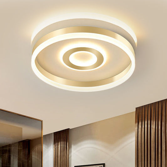 Metallic Hoop Shape Flush Mount Lamp Simplicity LED Gold Ceiling Lighting in Warm/White Light, 16"/19.5" Wide Clearhalo 'Ceiling Lights' 'Close To Ceiling Lights' 'Close to ceiling' 'Flush mount' Lighting' 1650741