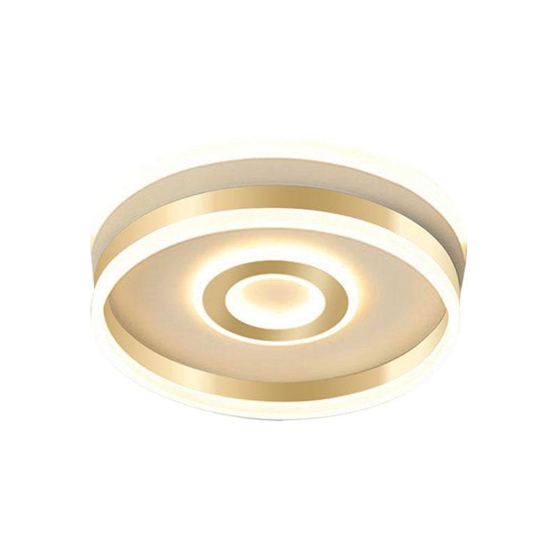 Metallic Hoop Shape Flush Mount Lamp Simplicity LED Gold Ceiling Lighting in Warm/White Light, 16"/19.5" Wide Clearhalo 'Ceiling Lights' 'Close To Ceiling Lights' 'Close to ceiling' 'Flush mount' Lighting' 1650742