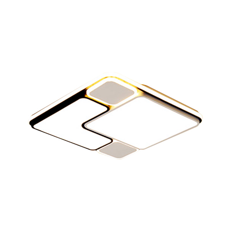 Modern 18"/21.5" Wide LED Flush Lamp White Splicing Square Ceiling Mount Fixture with Metallic Shade, Warm/White Light Clearhalo 'Ceiling Lights' 'Close To Ceiling Lights' 'Close to ceiling' 'Flush mount' Lighting' 1650747