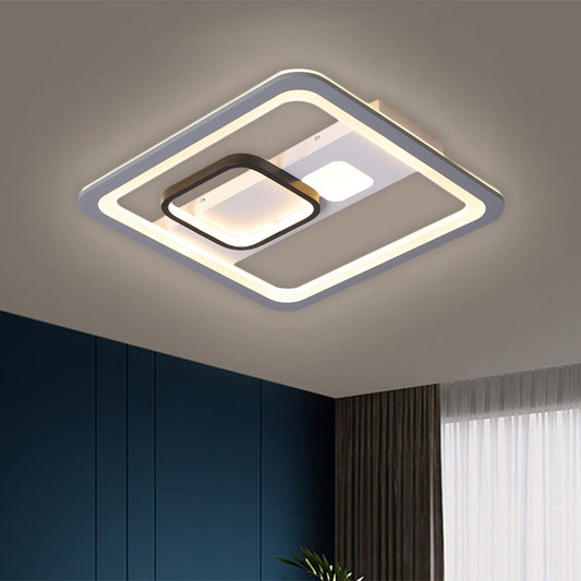 16"/19.5"/23.5" W Square Flush Mount Simplicity Acrylic LED Grey Ceiling Lighting in Warm/White Light Grey Clearhalo 'Ceiling Lights' 'Close To Ceiling Lights' 'Close to ceiling' 'Flush mount' Lighting' 1650755