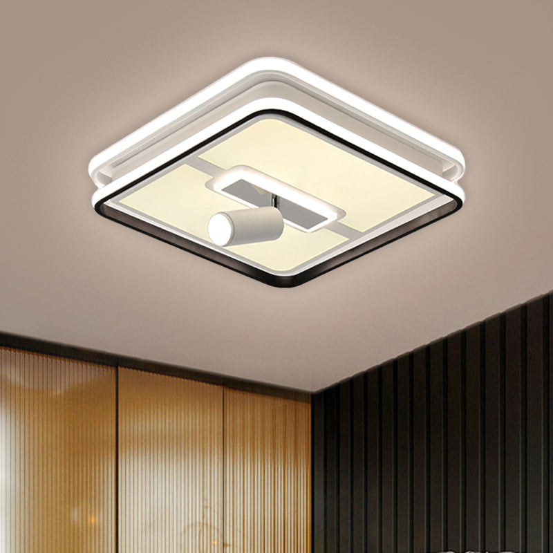 Black Square Panel Flush Lighting Minimalism 19.5"/23.5" Wide LED Iron Ceiling Lamp Fixture, Warm/White Light Clearhalo 'Ceiling Lights' 'Close To Ceiling Lights' 'Close to ceiling' 'Flush mount' Lighting' 1650762