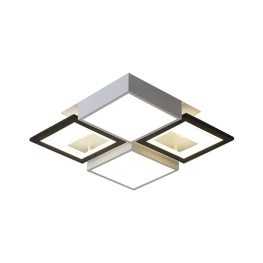 Black Integrated Square Ceiling Lamp Modernist 18"/23.5" Wide LED Acrylic Flush Mount Fixture in Warm/White Light Clearhalo 'Ceiling Lights' 'Close To Ceiling Lights' 'Close to ceiling' 'Flush mount' Lighting' 1650777