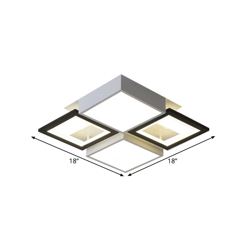 Black Integrated Square Ceiling Lamp Modernist 18"/23.5" Wide LED Acrylic Flush Mount Fixture in Warm/White Light Clearhalo 'Ceiling Lights' 'Close To Ceiling Lights' 'Close to ceiling' 'Flush mount' Lighting' 1650778