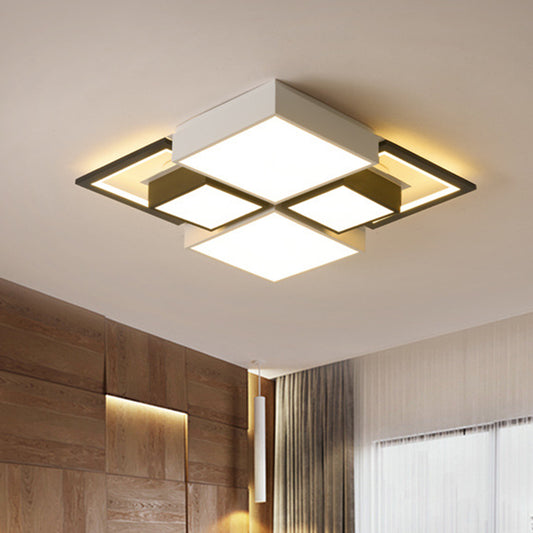 Black Integrated Square Ceiling Lamp Modernist 18"/23.5" Wide LED Acrylic Flush Mount Fixture in Warm/White Light Black 23.5" Clearhalo 'Ceiling Lights' 'Close To Ceiling Lights' 'Close to ceiling' 'Flush mount' Lighting' 1650779