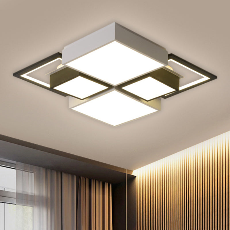 Black Integrated Square Ceiling Lamp Modernist 18"/23.5" Wide LED Acrylic Flush Mount Fixture in Warm/White Light Clearhalo 'Ceiling Lights' 'Close To Ceiling Lights' 'Close to ceiling' 'Flush mount' Lighting' 1650780