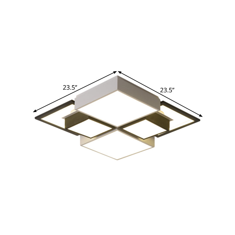 Black Integrated Square Ceiling Lamp Modernist 18"/23.5" Wide LED Acrylic Flush Mount Fixture in Warm/White Light Clearhalo 'Ceiling Lights' 'Close To Ceiling Lights' 'Close to ceiling' 'Flush mount' Lighting' 1650783