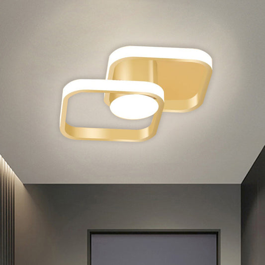 Metal Squared Frame Ceiling Lighting Simplicity LED Gold Flush Mount Fixture in Warm/White Light Clearhalo 'Ceiling Lights' 'Close To Ceiling Lights' 'Close to ceiling' 'Flush mount' Lighting' 1650785