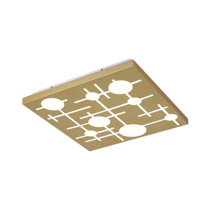 Gold Patterned Square Flush Mount Simple LED Acrylic Ceiling Lighting for Bedroom, Warm/White Light Clearhalo 'Ceiling Lights' 'Close To Ceiling Lights' 'Close to ceiling' 'Flush mount' Lighting' 1650798