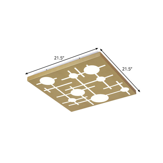 Gold Patterned Square Flush Mount Simple LED Acrylic Ceiling Lighting for Bedroom, Warm/White Light Clearhalo 'Ceiling Lights' 'Close To Ceiling Lights' 'Close to ceiling' 'Flush mount' Lighting' 1650799