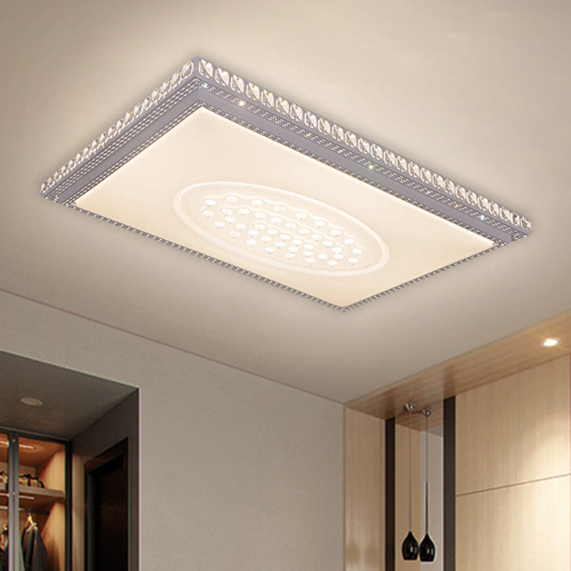 Rectangle/Square Parlor Flush Lamp Metal LED Simplicity Ceiling Mounted Light with Crystal Deco Clearhalo 'Ceiling Lights' 'Close To Ceiling Lights' 'Close to ceiling' 'Flush mount' Lighting' 1650842