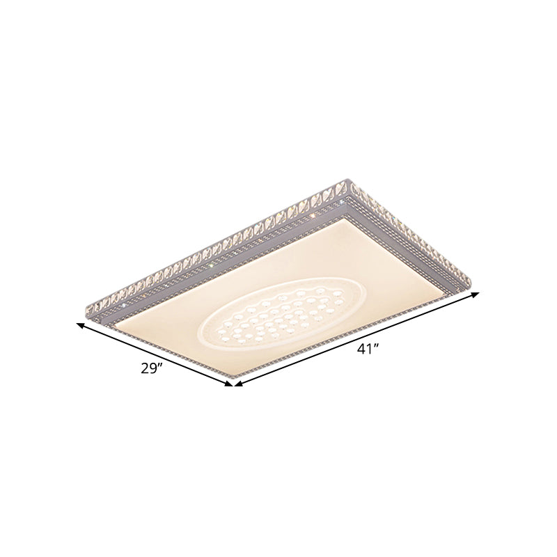 Rectangle/Square Parlor Flush Lamp Metal LED Simplicity Ceiling Mounted Light with Crystal Deco Clearhalo 'Ceiling Lights' 'Close To Ceiling Lights' 'Close to ceiling' 'Flush mount' Lighting' 1650844