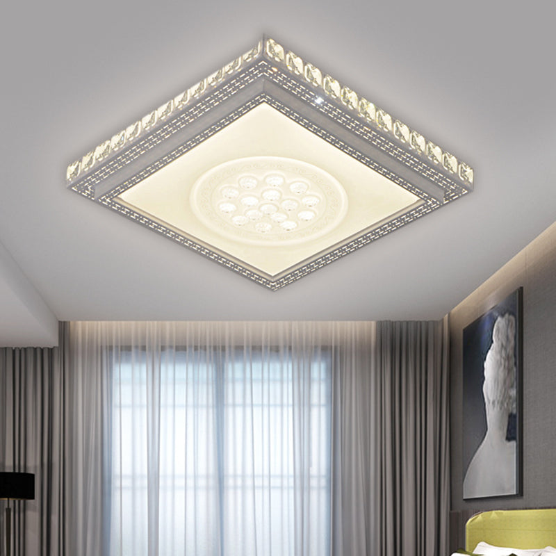 Rectangle/Square Parlor Flush Lamp Metal LED Simplicity Ceiling Mounted Light with Crystal Deco Clearhalo 'Ceiling Lights' 'Close To Ceiling Lights' 'Close to ceiling' 'Flush mount' Lighting' 1650846