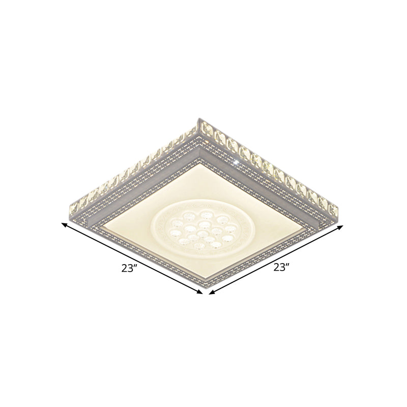 Rectangle/Square Parlor Flush Lamp Metal LED Simplicity Ceiling Mounted Light with Crystal Deco Clearhalo 'Ceiling Lights' 'Close To Ceiling Lights' 'Close to ceiling' 'Flush mount' Lighting' 1650849