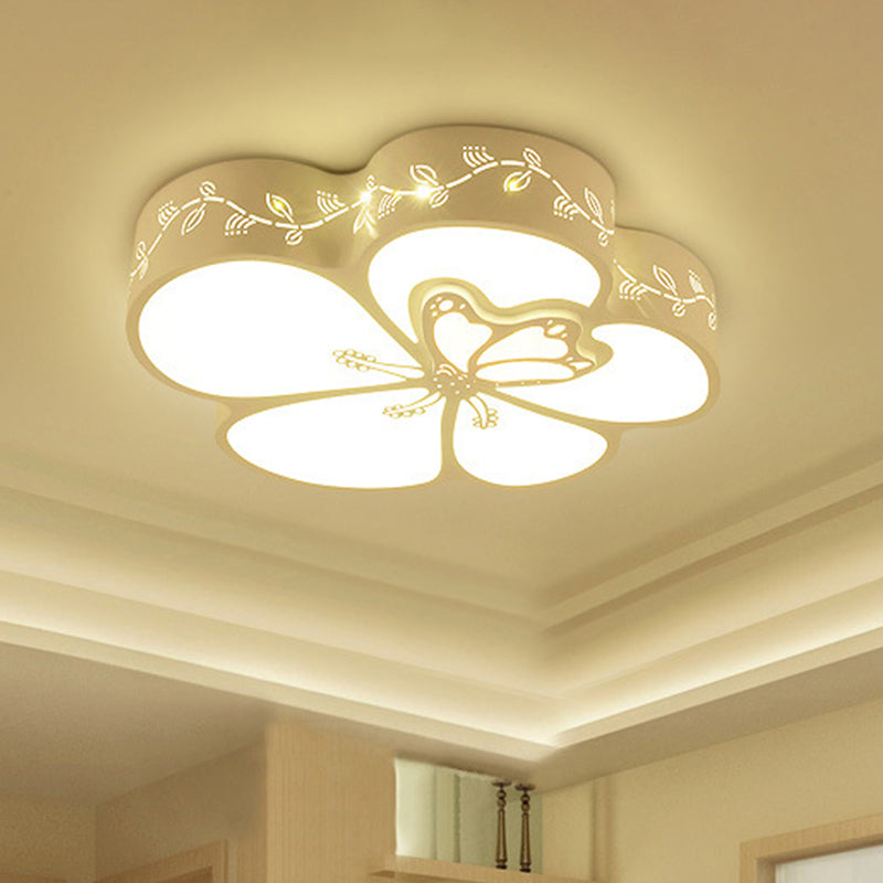 Dragonfly Flush Mount Light Kids Acrylic LED White Flushmount Lighting with Hollow Iron Frame White Clearhalo 'Ceiling Lights' 'Close To Ceiling Lights' 'Close to ceiling' 'Flush mount' Lighting' 1650850