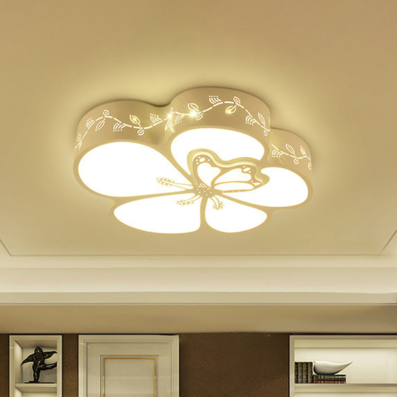 Dragonfly Flush Mount Light Kids Acrylic LED White Flushmount Lighting with Hollow Iron Frame Clearhalo 'Ceiling Lights' 'Close To Ceiling Lights' 'Close to ceiling' 'Flush mount' Lighting' 1650851