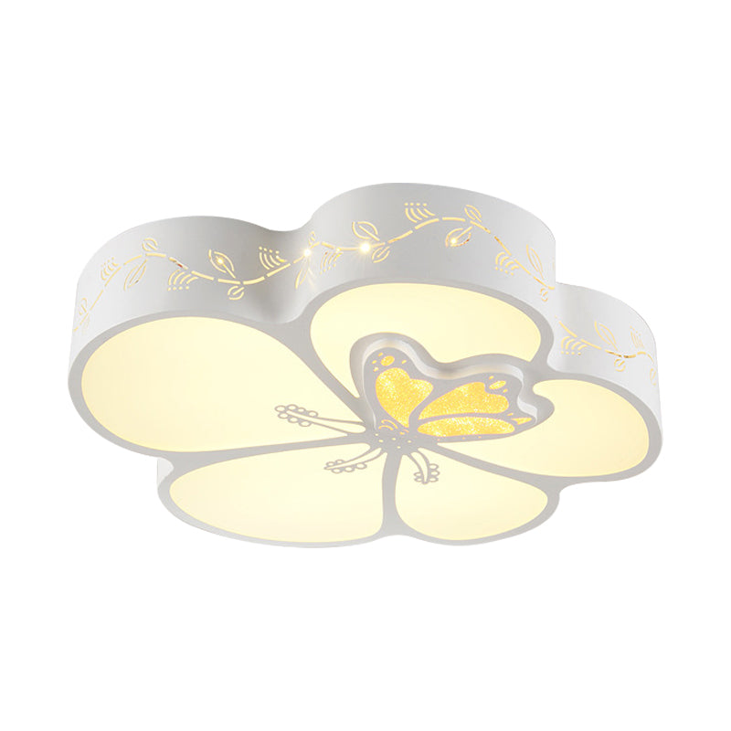 Dragonfly Flush Mount Light Kids Acrylic LED White Flushmount Lighting with Hollow Iron Frame Clearhalo 'Ceiling Lights' 'Close To Ceiling Lights' 'Close to ceiling' 'Flush mount' Lighting' 1650852