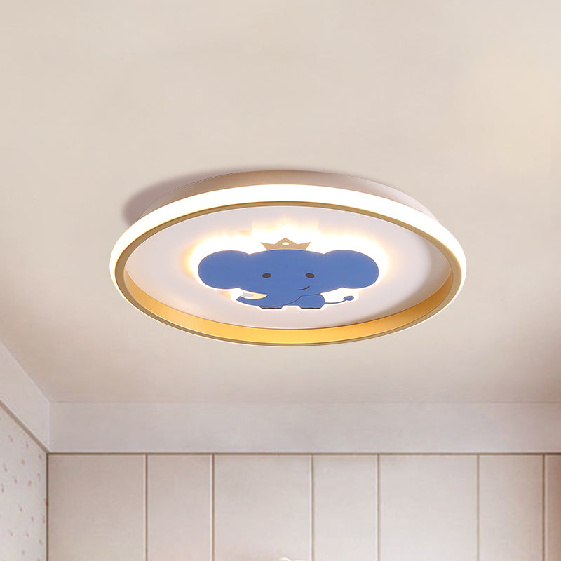 Plane/Elephant/Fish Metallic Flush Light Fixture Cartoon LED Blue Close to Ceiling Lamp for Kids Room Clearhalo 'Ceiling Lights' 'Close To Ceiling Lights' 'Close to ceiling' 'Flush mount' Lighting' 1650855